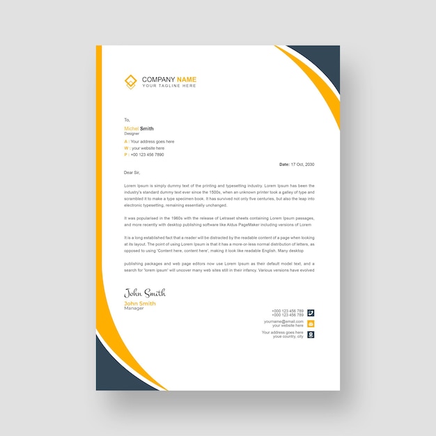 Modelo de diseño moderno de papel de carta de la empresa