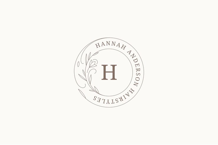 PSD modelo de diseño de monograma del logotipo con el contorno de un círculo botánico elegante y floreciente