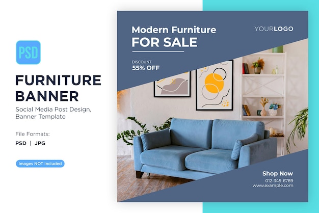 PSD modelo de diseño de pancartas de venta de muebles de modren