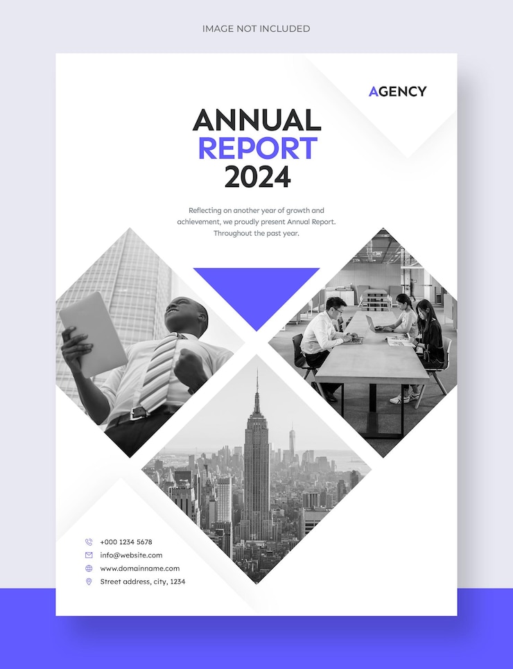 PSD modelo de diseño de portada de folleto o portada de volante de informe anual para una agencia empresarial orporada