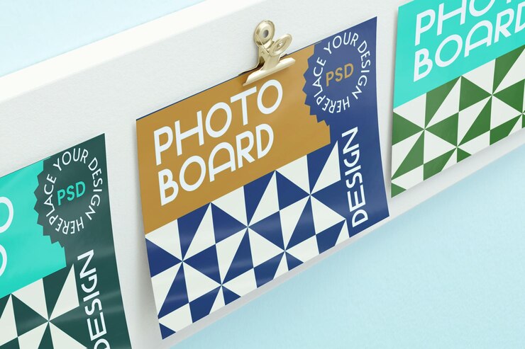 Modelo de diseño de tablero fotográfico con triángulos