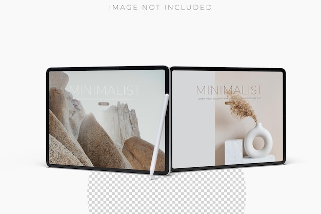Modelo de dispositivo digital realista para tabletas y lápices con pantalla en blanco y sombra aislada en el fondo Tecnología plantilla de visualización vacía para la presentación de aplicaciones y sitios web ui ux