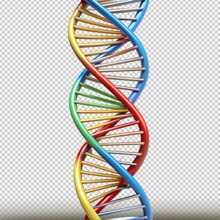 PSD modelo de doble hélice de adn aislado en un fondo transparente