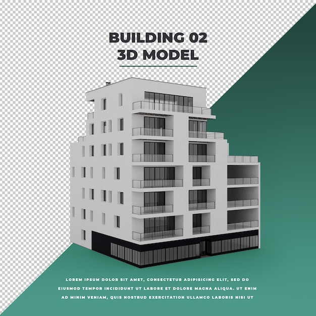 PSD modelo de edificio de apartamentos