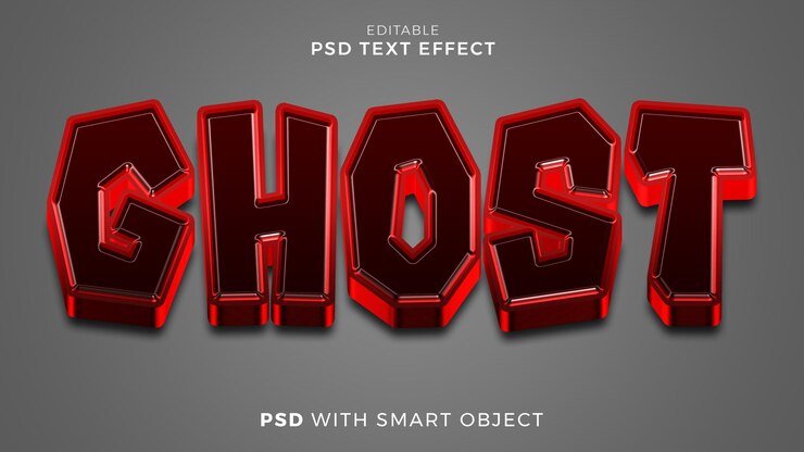 PSD modelo editável de estilo 3d de efeito de texto fantasma