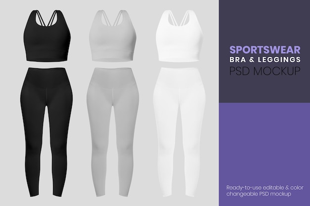 PSD modelo editável de maquete psd de roupas esportivas para anúncio de roupas femininas