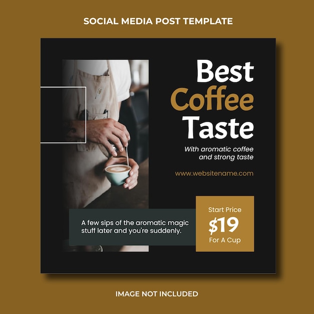 Modelo editável de postagem de instagram de mídia social de anúncio de cafeteria