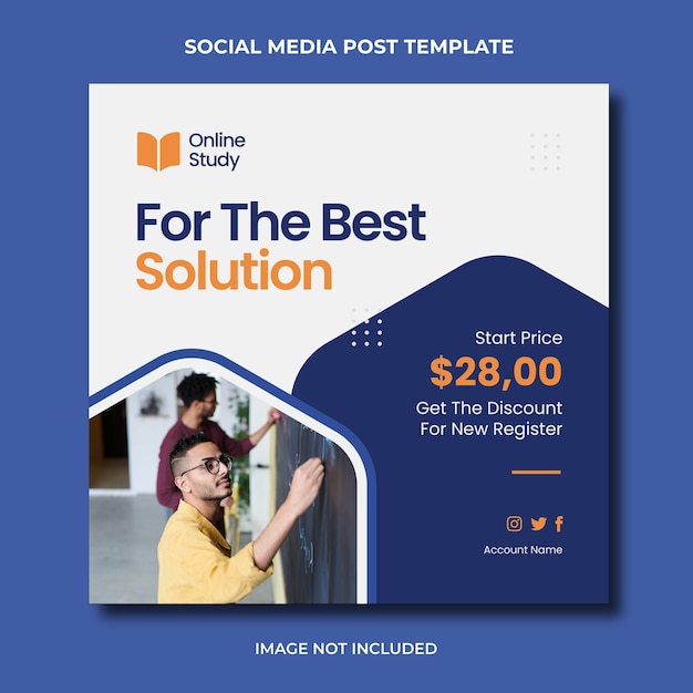Modelo editável de postagem de mídia social do instagram de estudo on-line PSD Premium