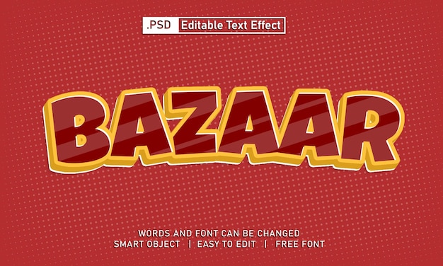 Modelo editável de psd de efeito de estilo de texto de bazar