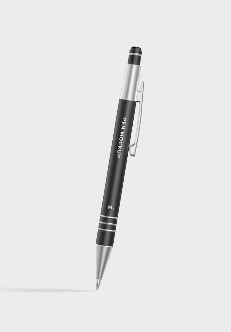 Modelo elegante de bolígrafo negro para presentaciones profesionales