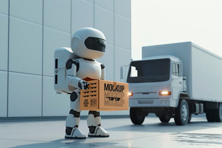 PSD modelo de entrega de reloj y recogida con cajas de manipulación de robots