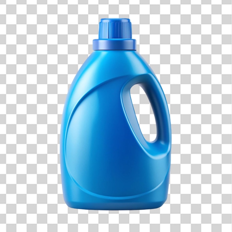 PSD modelo de envase de detergente azul aislado sobre un fondo transparente