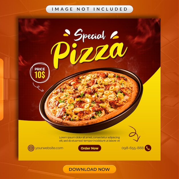 Modelo especial de banner promocional de mídia social para pizza