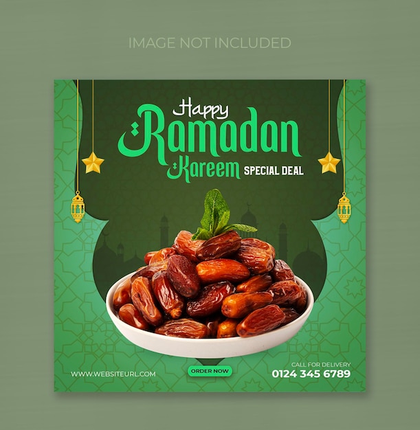 Modelo especial de design de postagem do instagram de menu de comida deliciosa do Ramadã