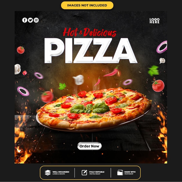 Modelo especial de postagem em banner de mídia social Delicious Pizza