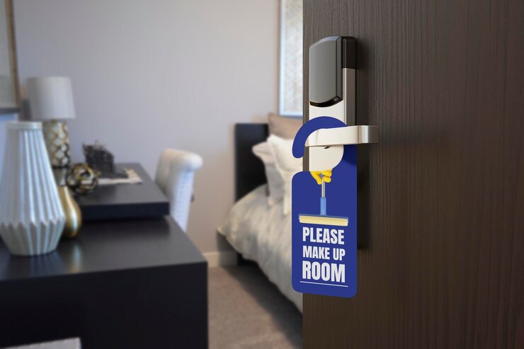 PSD modelo de etiqueta de la habitación del hotel en psd