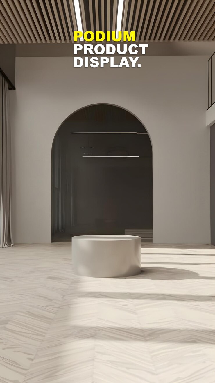 PSD modelo de exhibición de escenario de piso para la presentación del producto diseño interior para la vitrina del producto