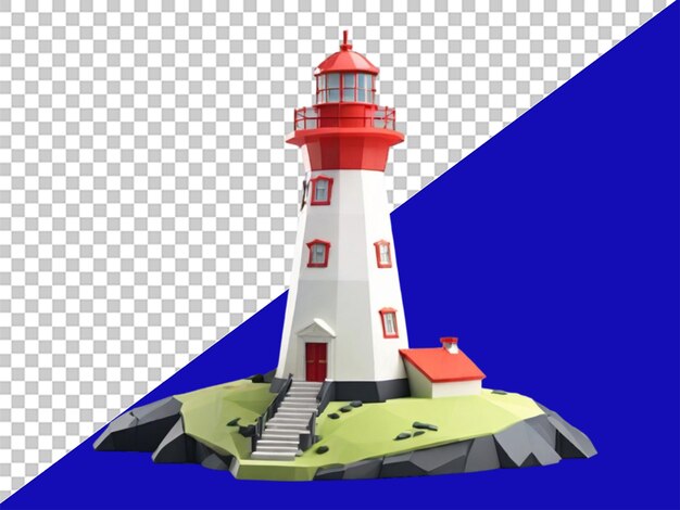 PSD modelo de faro lowpoly 3d en un fondo transparente