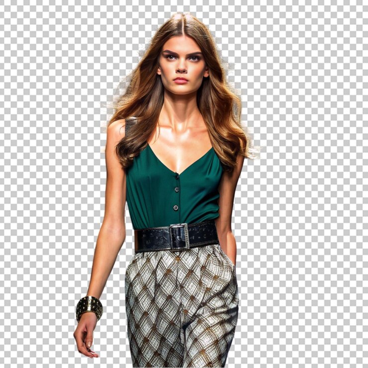 PSD modelo femenino caminando por la pasarela en un espectáculo de moda