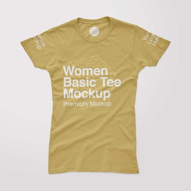 Modelo feminino de camiseta básica