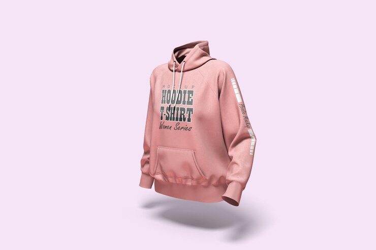 PSD un modelo de una figura femenina con una capucha con la palabra camiseta en ella