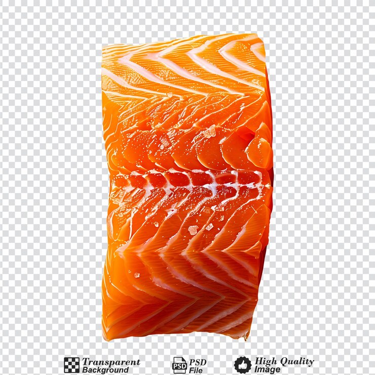 PSD modelo de filete de salmón crudo fresco aislado sobre un fondo transparente
