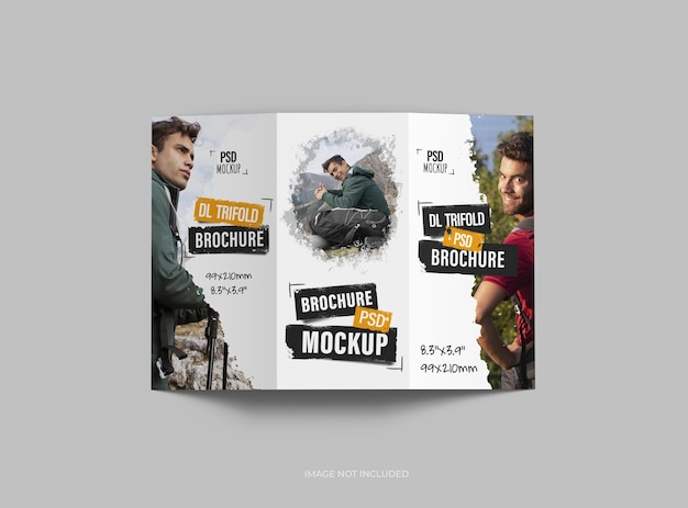 Modelo de folleto A4 triples personalizable para presentar su diseño en 3D