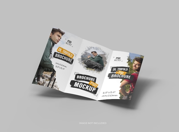 Modelo de folleto A4 triples personalizable para presentar su diseño en 3D