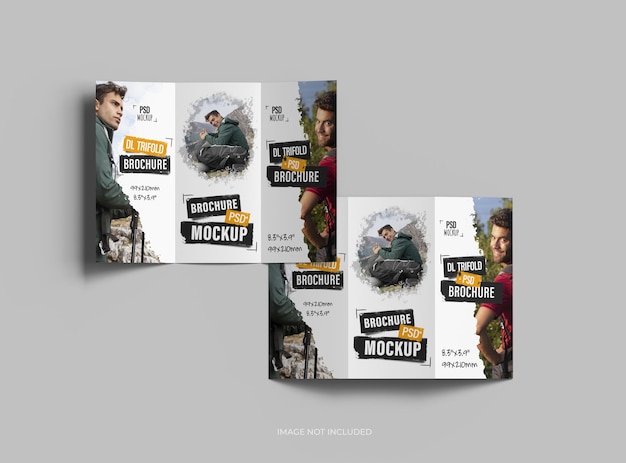 Modelo de folleto A4 triples personalizable para presentar su diseño en 3D