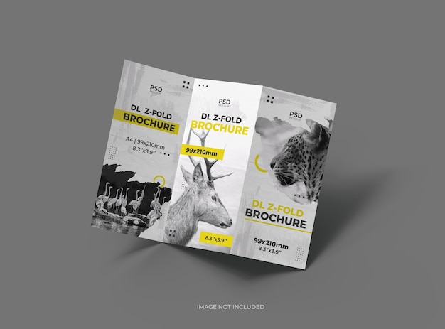 Modelo de folleto A4 Zfold personalizable para presentar su diseño en 3D