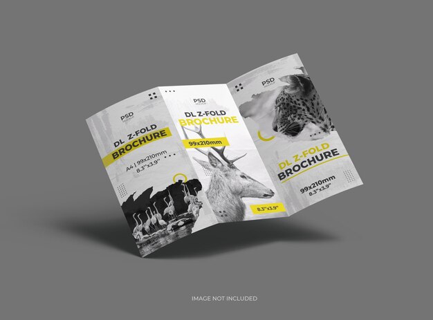 Modelo de folleto A4 Zfold personalizable para presentar su diseño en 3D