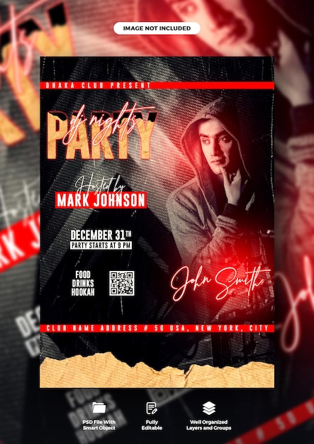 Modelo de folleto y cartel de la fiesta de Dj Night Club