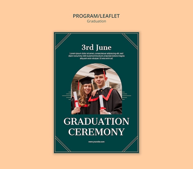 PSD modelo de folleto para la celebración de la graduación