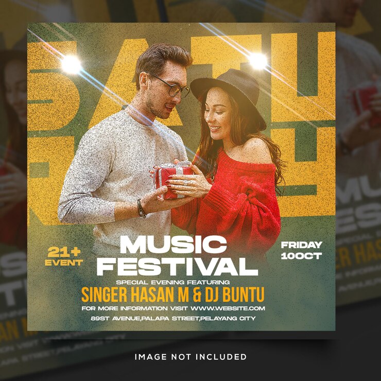 Modelo de folleto de la fiesta de DJ del club, publicación en redes sociales y banner web