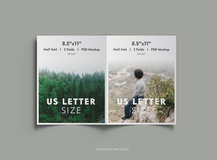 PSD modelo de folleto de letras de estados unidos personalizable para presentar su diseño