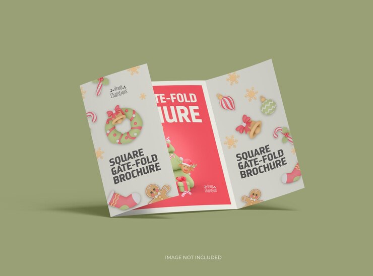 Modelo de folleto de puerta cuadrada cambiable para presentar su diseño