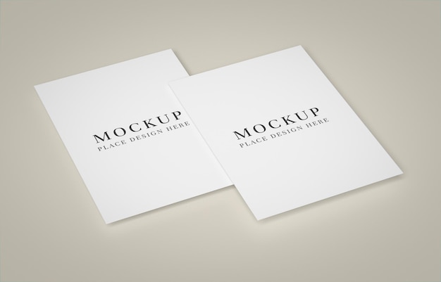 Modelo de folleto vertical sobre un fondo beige