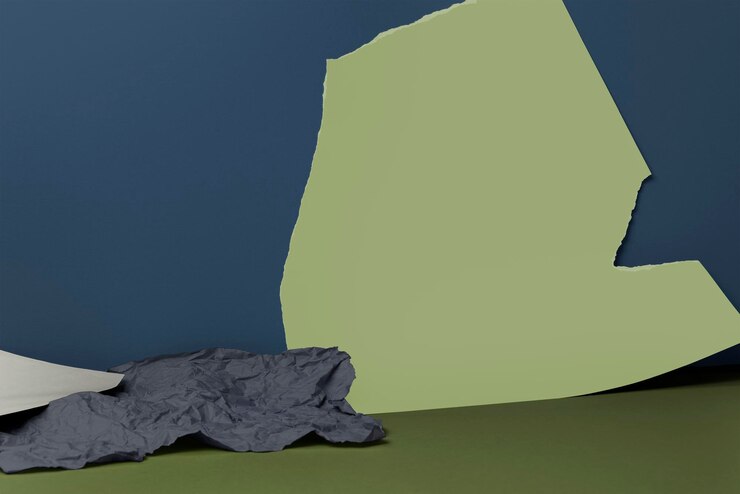 PSD modelo de fondo de producto creativo de artesanía de papel en psd verde