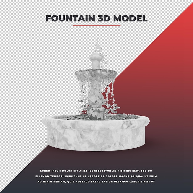 PSD modelo de fuente de agua de mármol blanco 3d