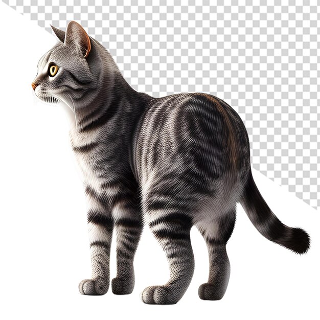 PSD modelo de gato 3d de vista trasera con fondo blanco