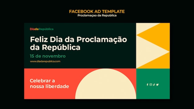 PSD modelo geométrico de promoção de mídia social para celebração da proclamação da republica