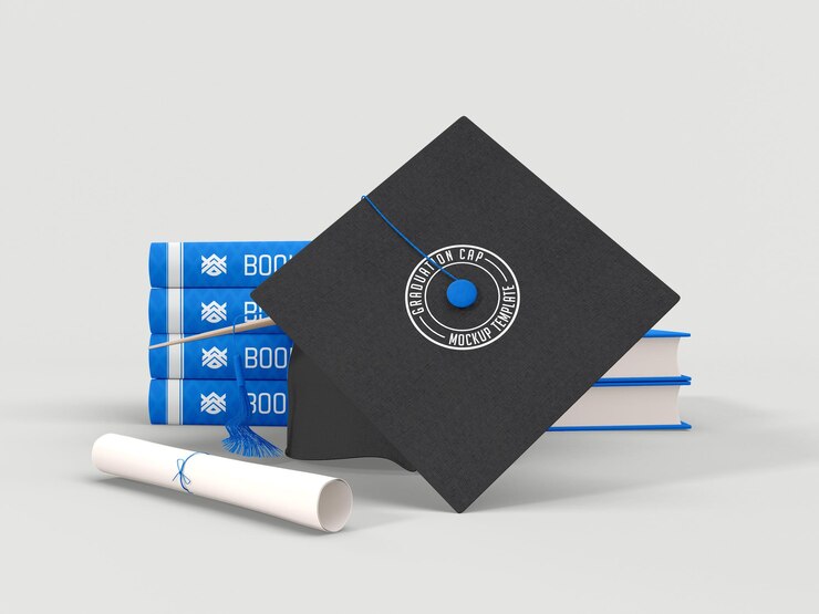 PSD modelo de gorra de graduación de los estudiantes