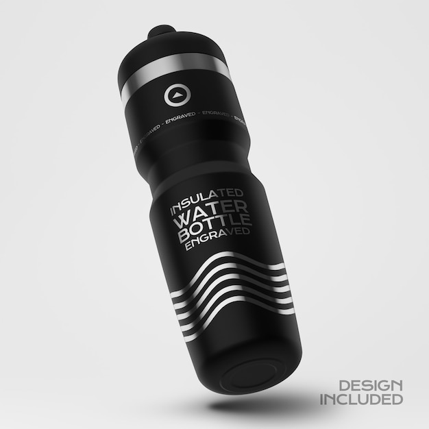 Modelo grabado de botella de agua aislada reutilizable