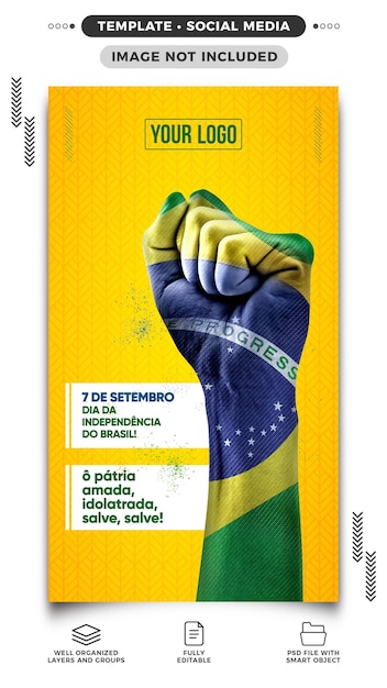 Modelo Histórias de mídia social 7 de setembro punho cerrado