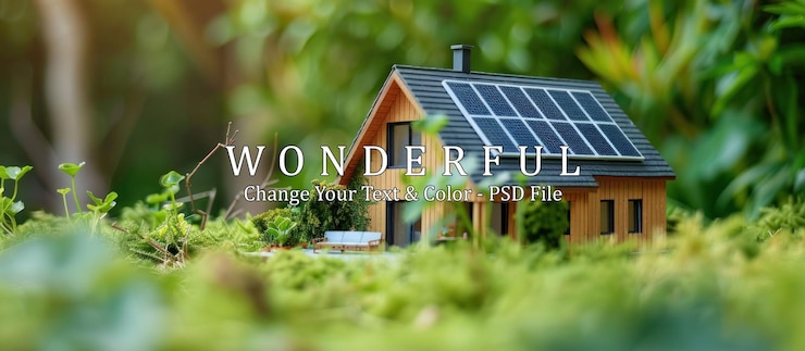 PSD modelo de hogar ecológico con paneles solares
