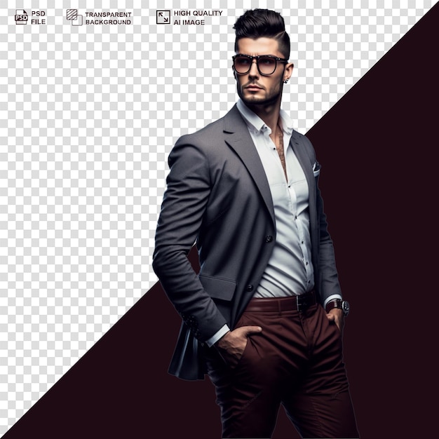 PSD modelo de hombre elegante aislado fondo transparente