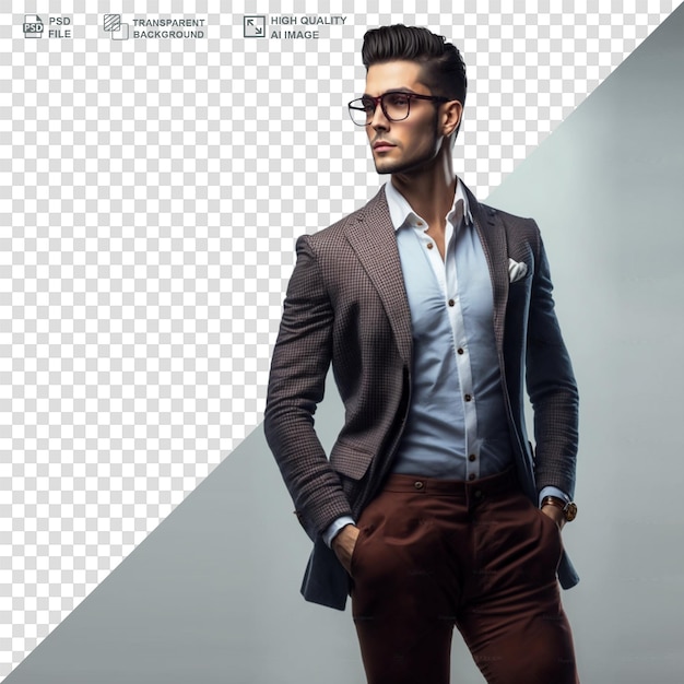 PSD modelo de hombre elegante aislado fondo transparente