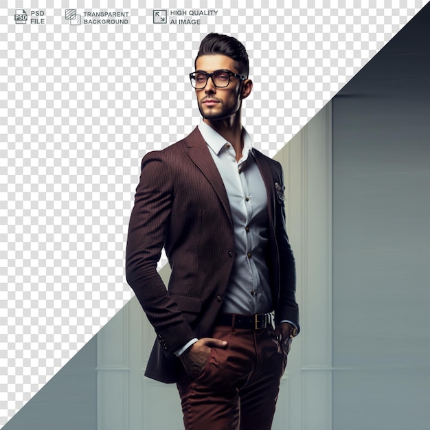 PSD modelo de hombre elegante aislado fondo transparente