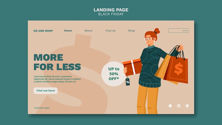 PSD modelo ilustrado da web black friday
