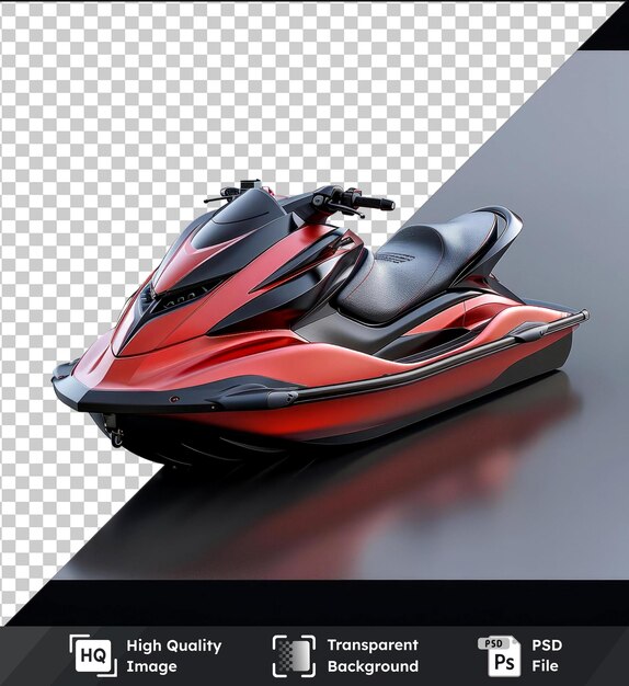 PSD modelo de imagen psd transparente de un jet ski con un asiento negro y reflejo rojo